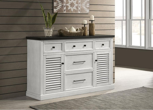 Aventine 5-drawer Dining Sideboard Buffet Cabinet with Cabinet Charcoal and Vintage Chalk