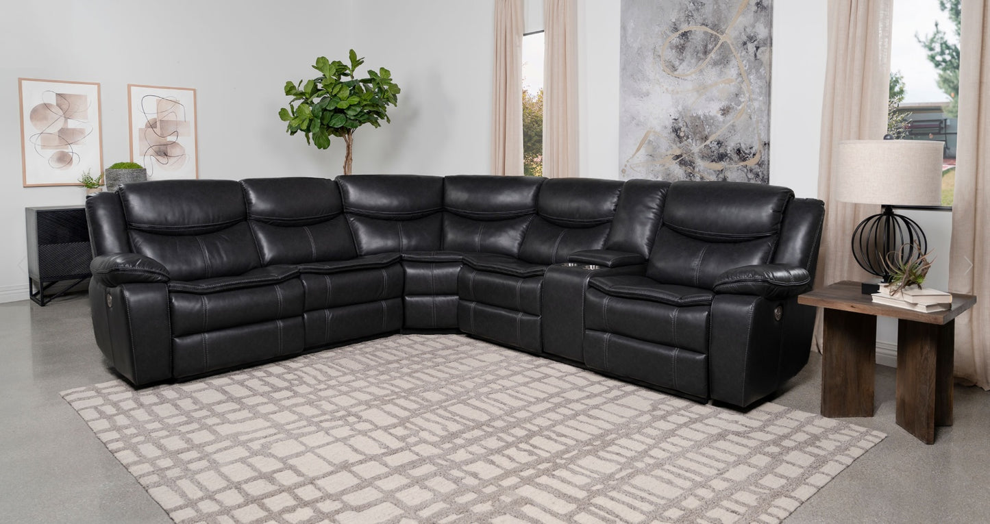 Sycamore Upholstered Power Reclining Sectional Sofa - Black