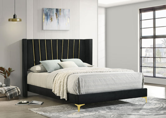 Kendall Upholstered Tufted Queen Panel Bed Black