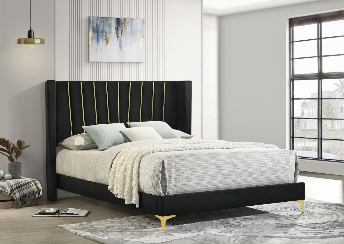 Kendall Upholstered Tufted King Bedroom Set - Black