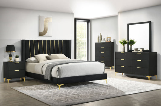 Kendall Upholstered Tufted King Bedroom Set - Black
