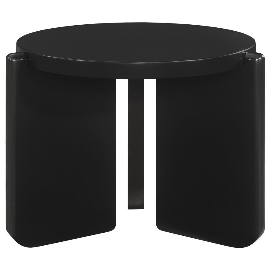Cordova Round Solid Wood End Table Black