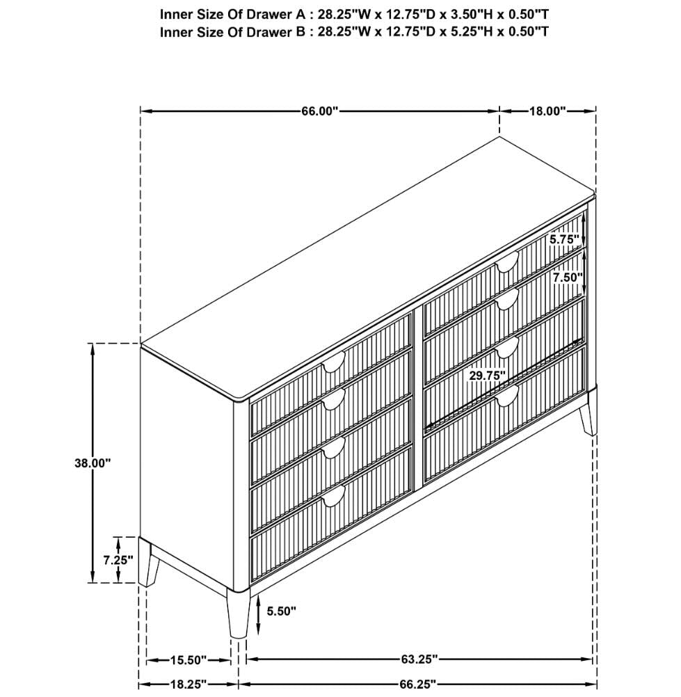 Brookmead 8-Drawer Bedroom Dresser Black
