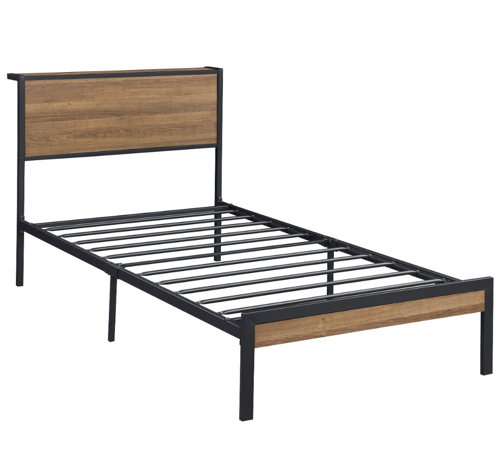 Ricky Twin Platform Bed Light Oak And Black