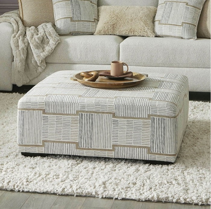 Cochrane Contemporary Chenille Ottoman - Beige