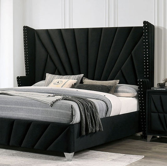 Carissa Art Deco Style Queen Wingback Bed