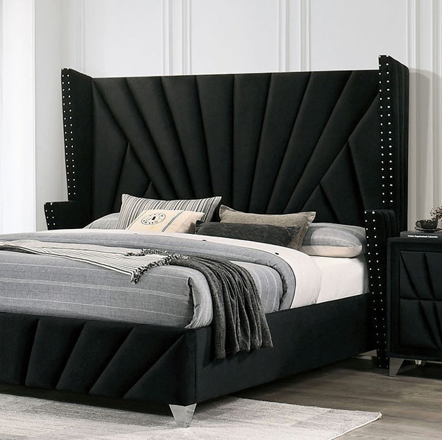 Carissa Art Deco Style King Wingback Bedroom Set