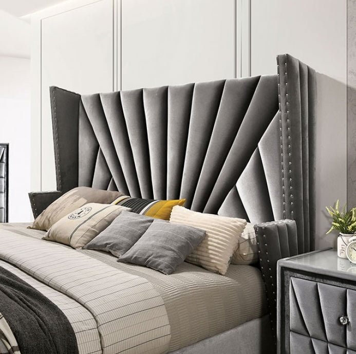 Carissa Art Deco Style King Wingback Bedroom Set