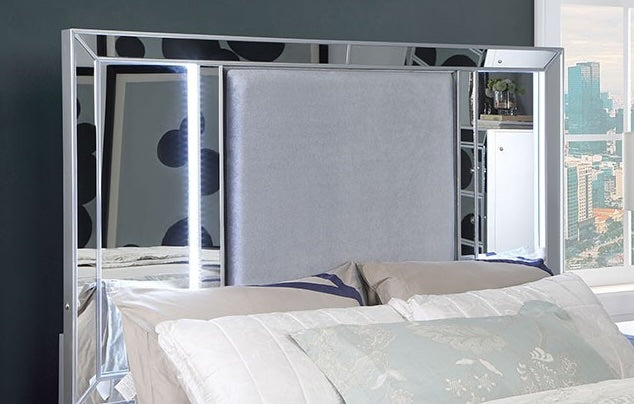 Belladonna Mirrored Storage Bed with LED Footboard - Queen