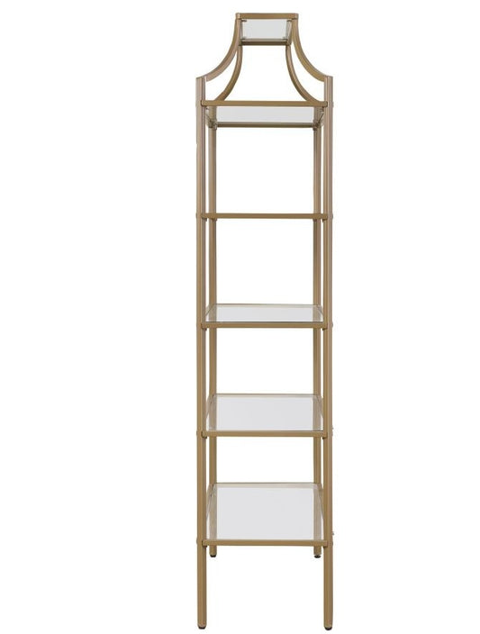 Blair Art Deco Style Matte Gold Finish Bookcase