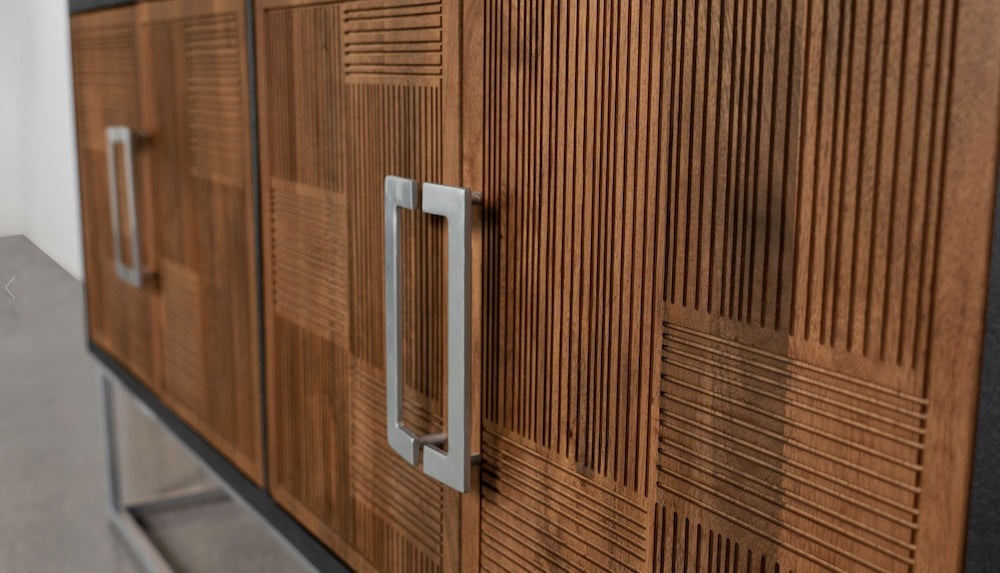 Borman 4-Door Wooden Accent Cabinet Walnut And Black