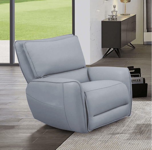 Phineas Leather Power Reclining Chair - Pale Blue