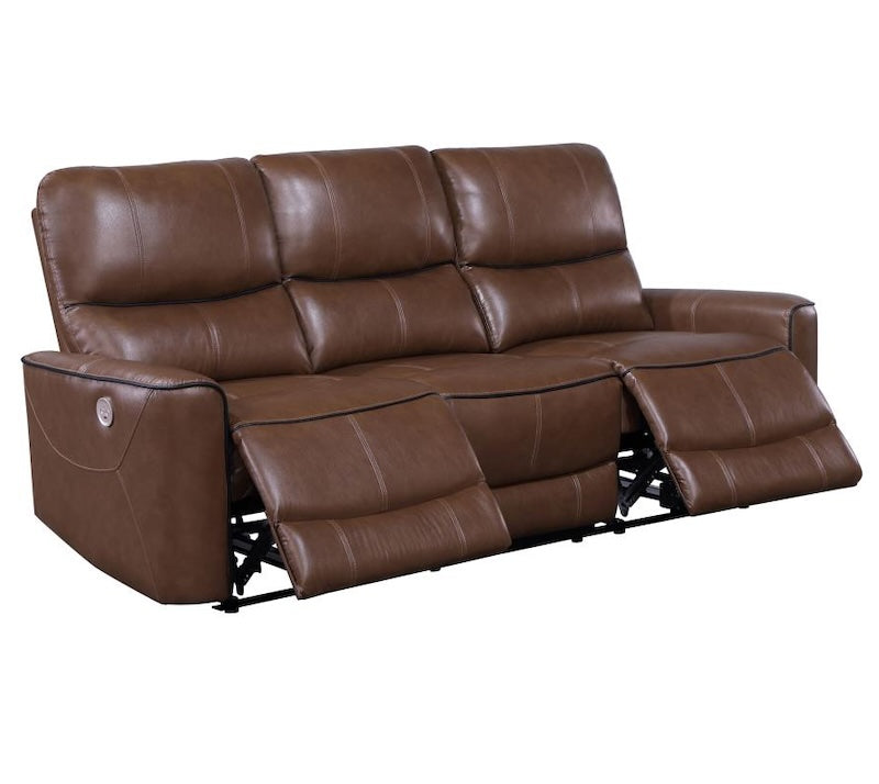 Greenfield Upholstered Power Reclining Sofa Saddle Brown