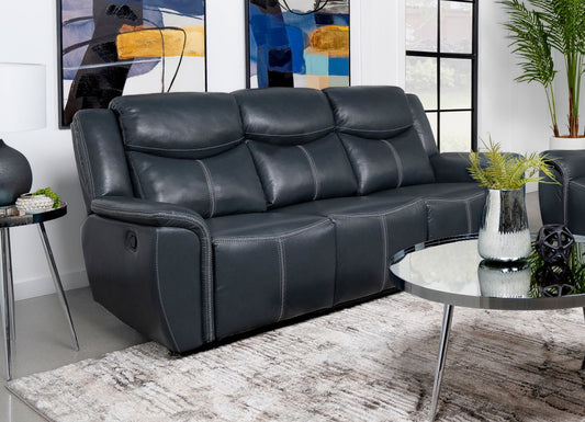 Sloane Upholstered Motion Living Room Set With Drop Down Table Blue