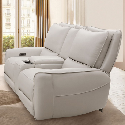 Phineas Leather Power Reclining Sofa - Beige