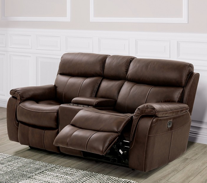Antenor Genuine Leather Power Sofa - Brown
