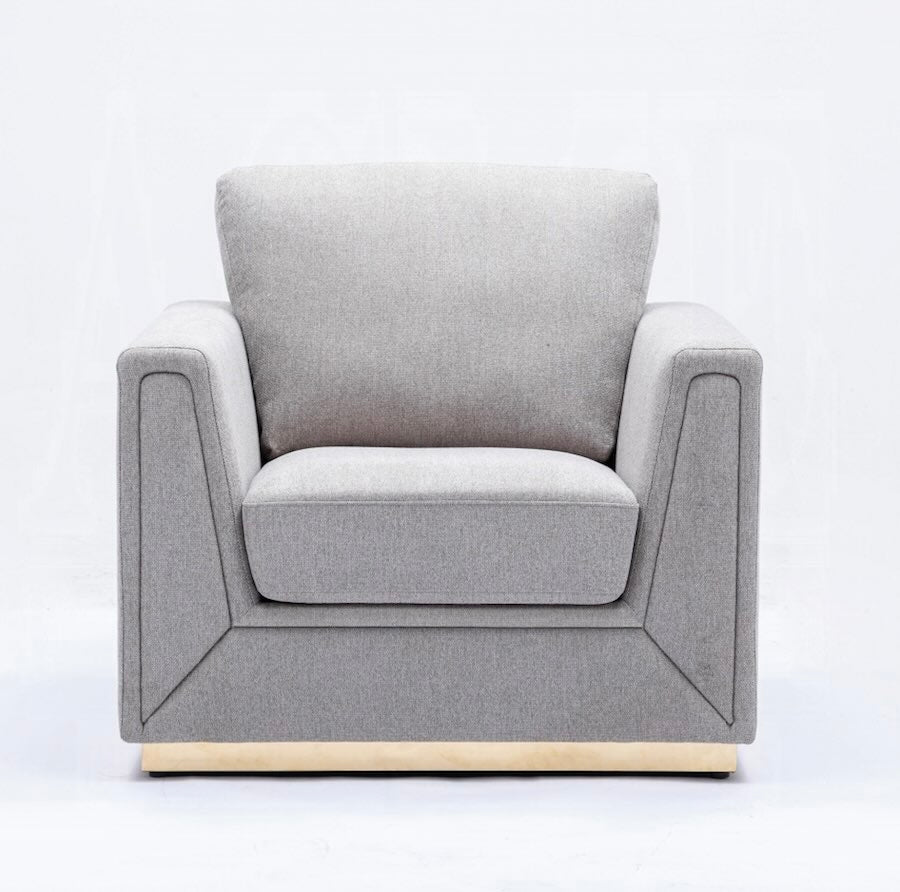 ACME Valin Arm Chair - Gray Linen & Gold