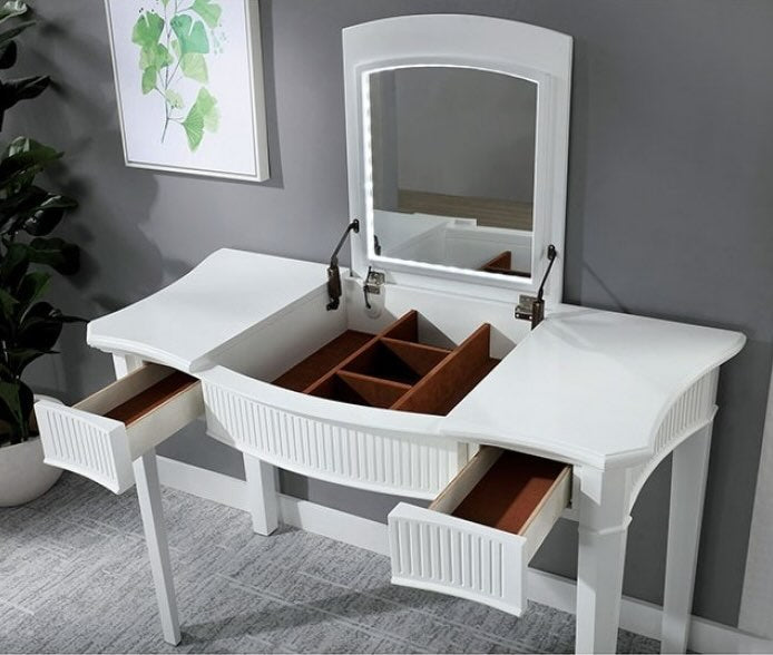 Stina Transitional White Vanity Set