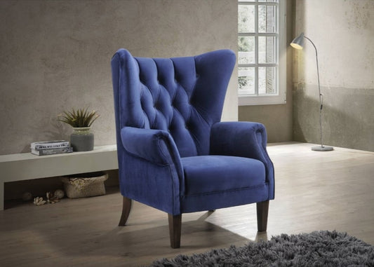 Adonis Velvet Wingback Accent Chair - Navy Blue
