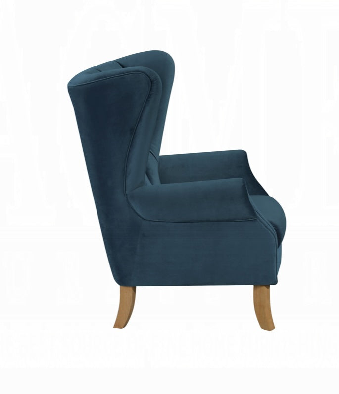 Adonis Velvet Wingback Accent Chair - Azure Blue