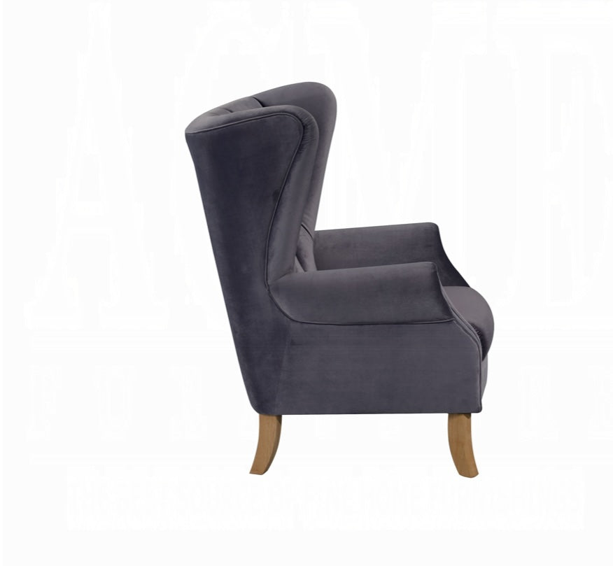 Adonis Velvet Wingback Accent Chair - Gray