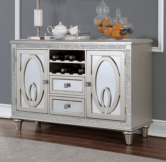 Cathalina Transitional 7-Piece Mirrored Dining Set