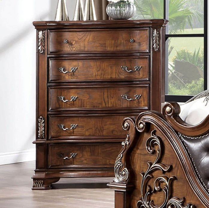 Esparanza Traditional King Bedroom Set - Brown Cherry