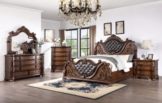 Esparanza Traditional King Bedroom Set - Brown Cherry