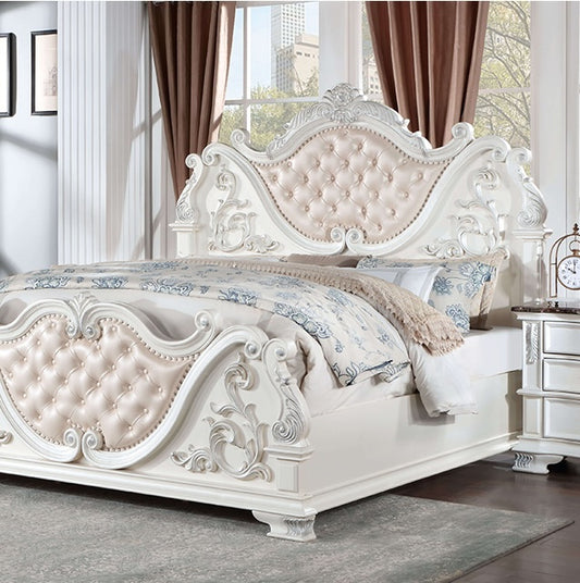 Esparanza Traditional Queen Bed- Pearl White