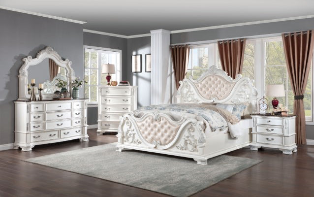Esparanza Traditional Queen Bed- Pearl White