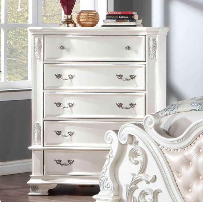 Esparanza Traditional Queen Bedroom Set - Pearl White