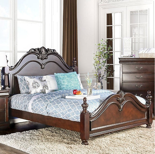 Mandura Traditional Solid Wood Queen Bed - Cherry