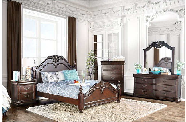Mandura Traditional Solid Wood King Bedroom Set - Cherry