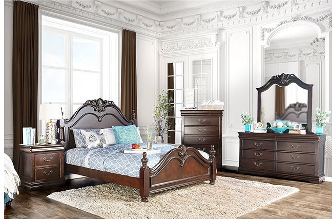 Mandura Traditional Solid Wood Queen Bed - Cherry