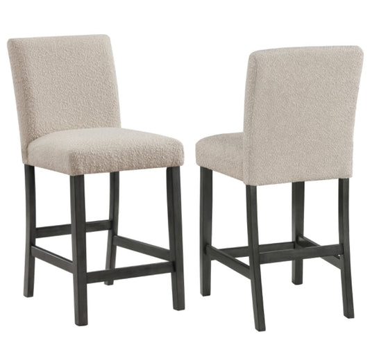 Alba Boucle Upholstered Counter Height Dining Chair Beige And Charcoal Grey Set Of 2