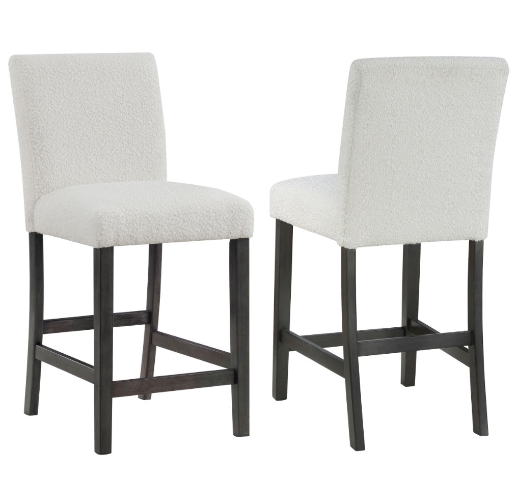 Alba Boucle Upholstered Counter Height Dining Chair White And Charcoal Grey Set Of 2