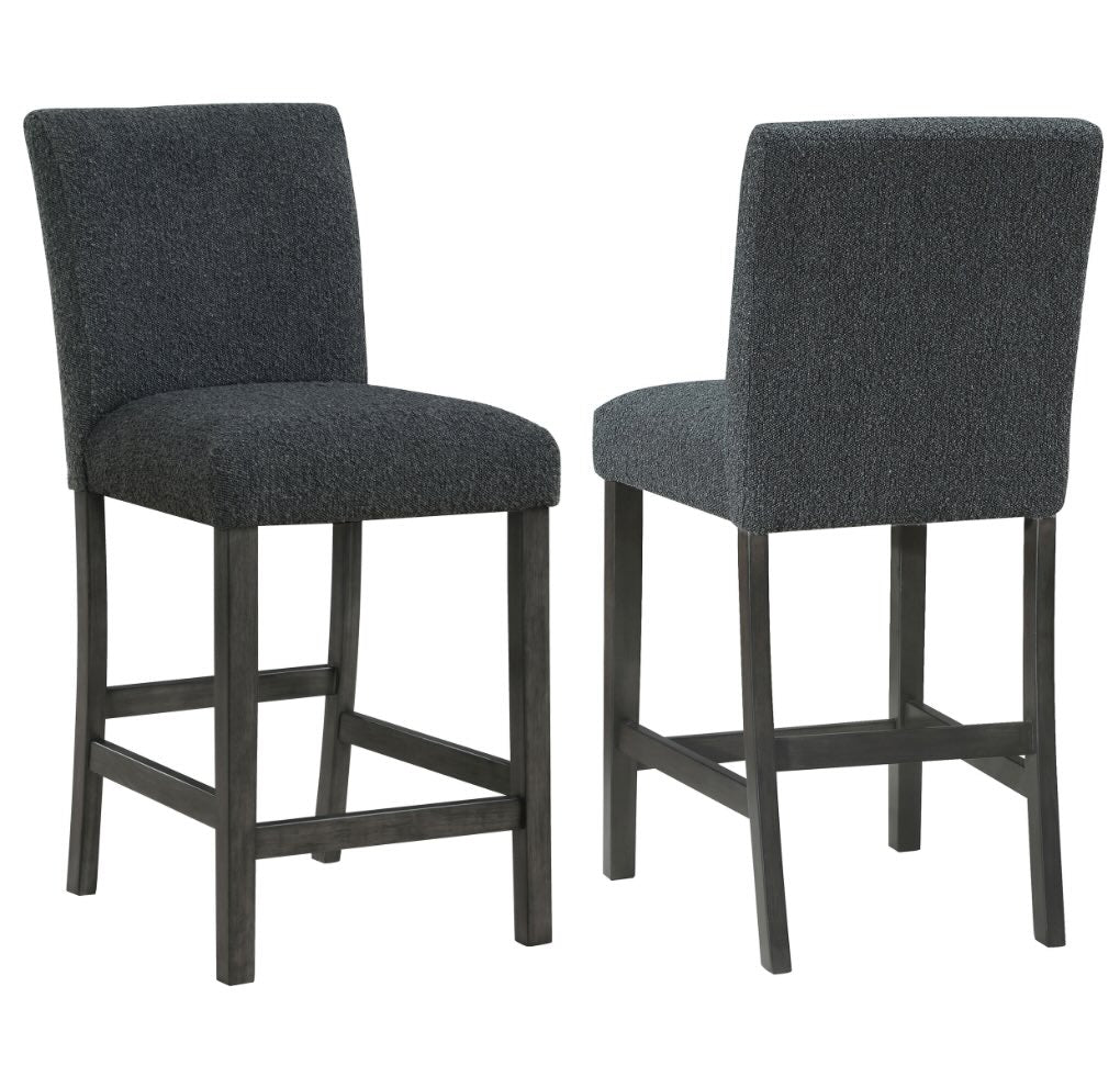 Alba Boucle Upholstered Counter Height Dining Chair Black And Charcoal Grey Set Of 2