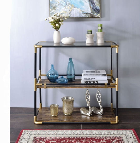 ACME Heleris Console Table in Black & Gold