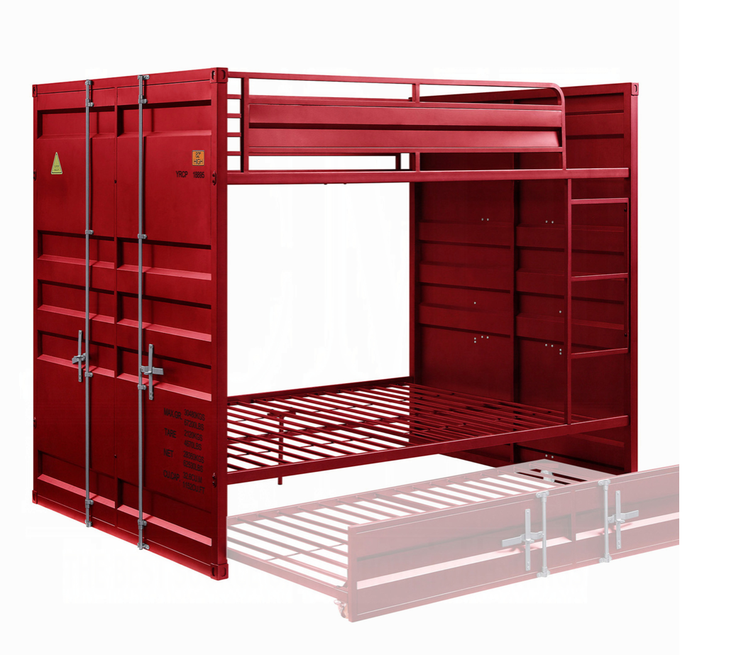 Cargo Container Theme Full/Full Bunk Bed in Red