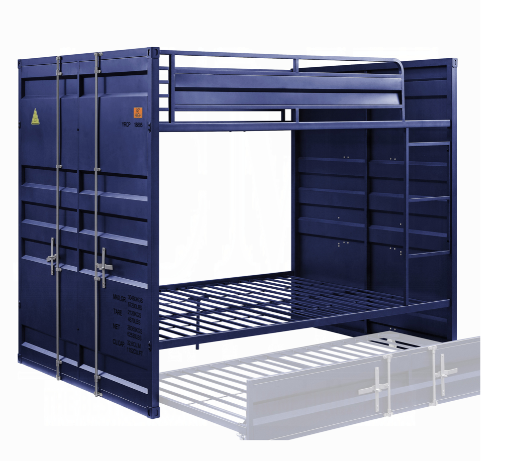 Cargo Container Theme Full/Full Bunk Bed in Blue