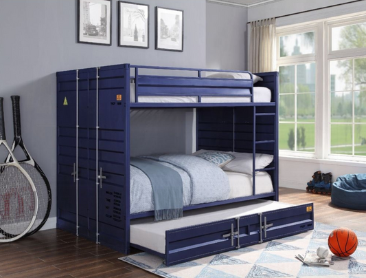 Cargo Container Theme Full/Full Bunk Bed in Blue