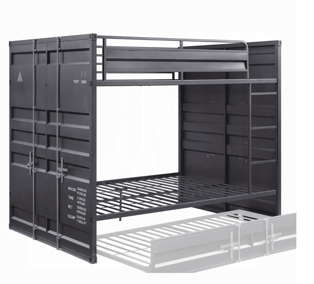 Cargo Container Theme Full/Full Bunk Bed in Gray