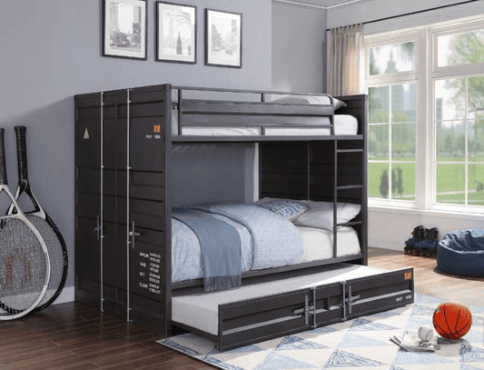 Cargo Container Theme Full/Full Bunk Bed in Gray