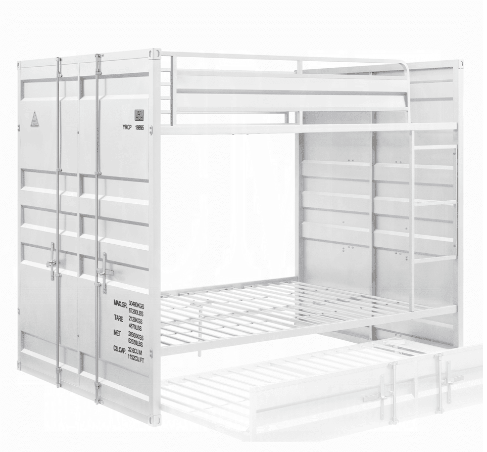 Cargo Container Theme Full/Full Bunk Bed in White