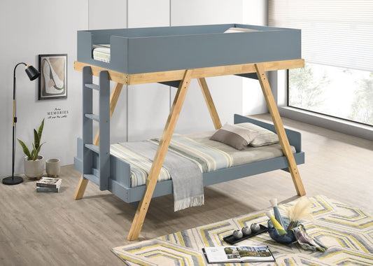 Frankie Wood Twin Over Twin Bunk Bed Van Courtland Blue And Natural