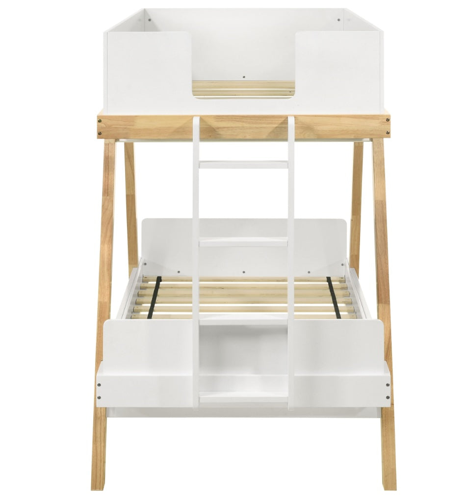 Frankie Wood Twin Over Twin Bunk Bed Van Courtland White & Natural