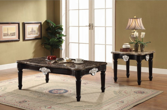 Ernestine Traditional Coffee Table - Marble & Black