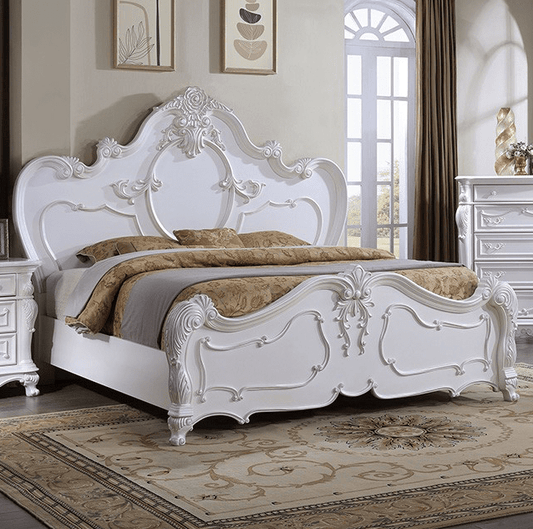 Roselli Traditional Solid Wood Bed with Carved Details