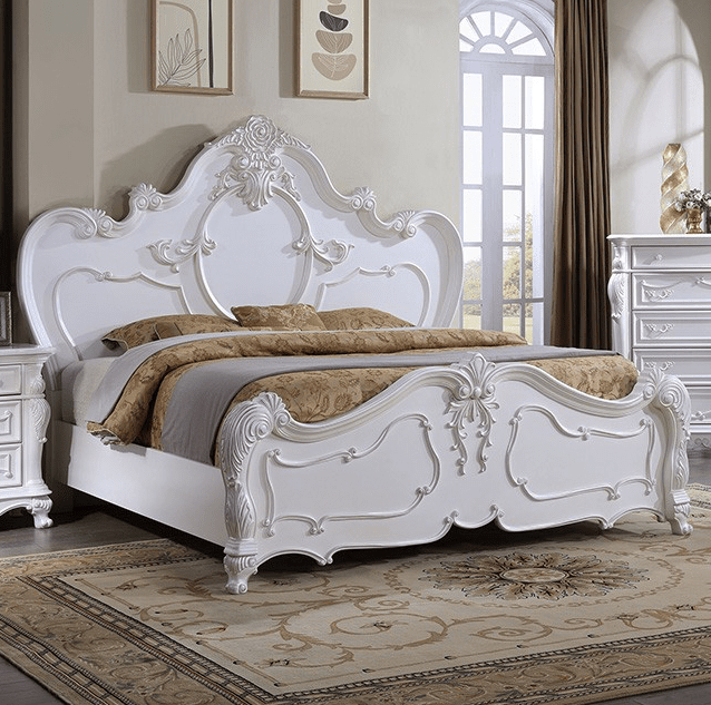 Roselli Traditional Solid Wood Bed with Carved Details