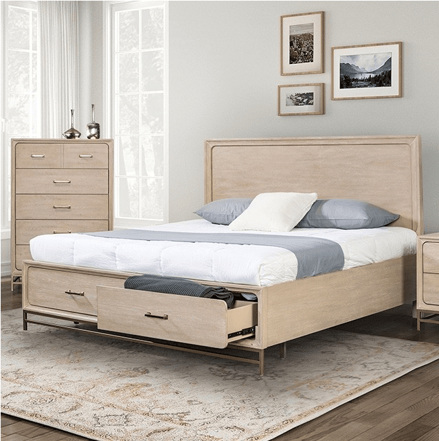 Sandes Transitional Queen Platform Bed - Light Oak